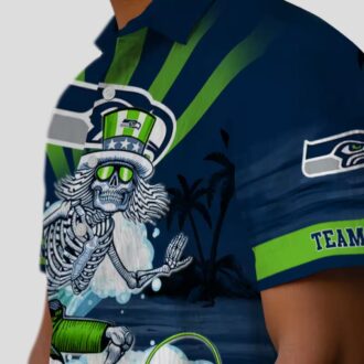 Custom Team Seahawks Surfing Skeleton Hawaiian Shirt for Football Fans
