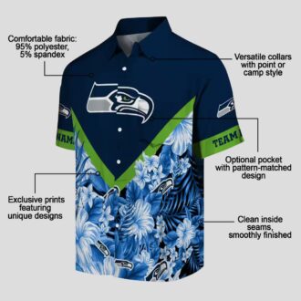 Fooball Fans Seattle Seahawks Blue Hawaiian Shirt - Floral Chevron Design