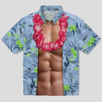 Limited Edition Seahawks Chest Illusion Shirt, Blue Tropical Hawaiian Outfit