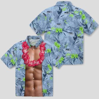 Limited Edition Seahawks Chest Illusion Shirt, Blue Tropical Hawaiian Outfit