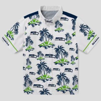 Limited Edition Seahawks Hawaiian Shirt, Blue White Island Vacation Wear