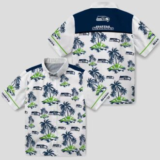 Limited Edition Seahawks Hawaiian Shirt, Blue White Island Vacation Wear