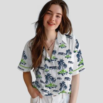 Limited Edition Seahawks Hawaiian Shirt, Blue White Island Vacation Wear