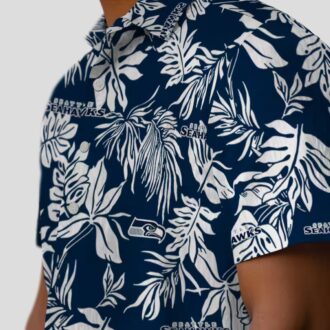 Limited Edition Seattle Seahawks Hawaiian Shirt - Blue White Tropical Leaf Design