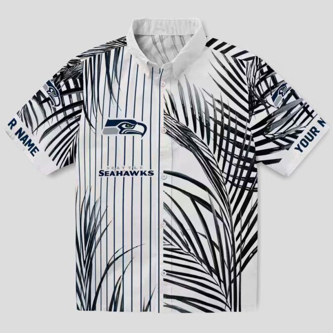 NFL Fans Seahawks Palm Stripes Hawaiian Shirt, Summer Vacation Apparel