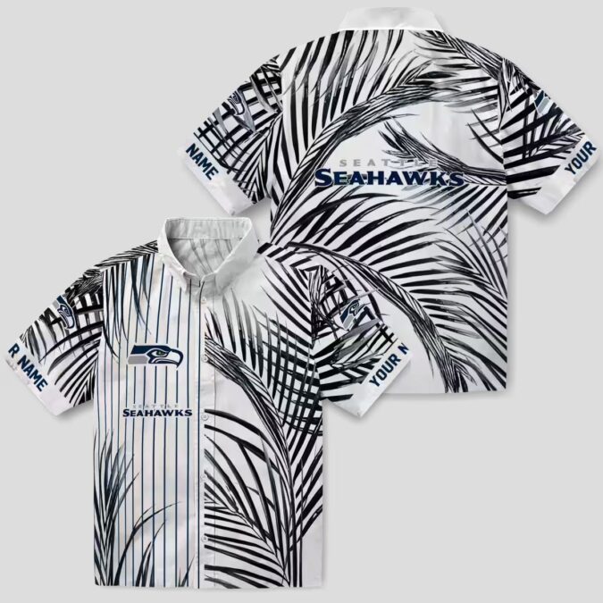 NFL Fans Seahawks Palm Stripes Hawaiian Shirt, Summer Vacation Apparel