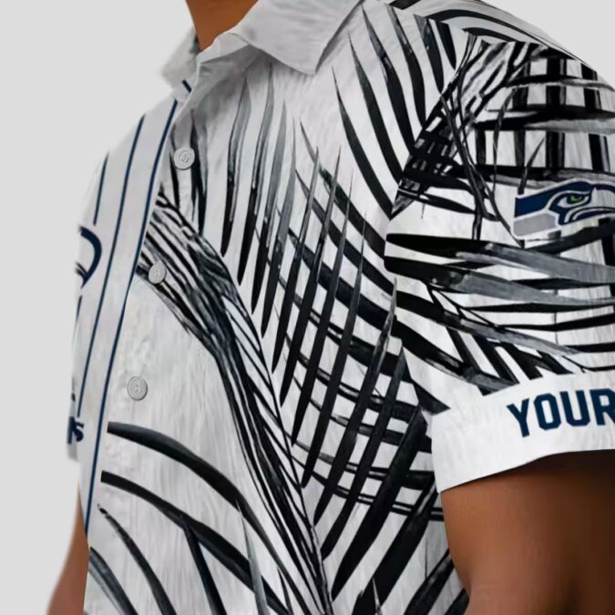 NFL Fans Seahawks Palm Stripes Hawaiian Shirt, Summer Vacation Apparel