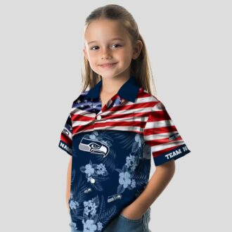 NFL Seattle Seahawks Game Day Hawaiian Shirt - Blue US Flag Theme Design