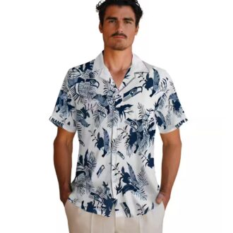 Seattle Seahawks Aloha Button Up Shirt, Custom Hawaiian Blue & White NFL Fanwear