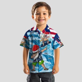 Seattle Seahawks Beach Aloha Hawaiian Shirt, Blue Surfing Santa Tropical Outfit