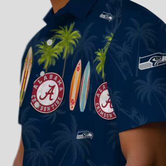 Seattle Seahawks Beach Hawaiian Shirt, Surfboard & Palm Tree Vacation Outfit