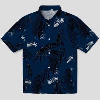 Seattle Seahawks Blue Palm Leaf Hawaiian Shirt, Aloha Summer Vacation Wear