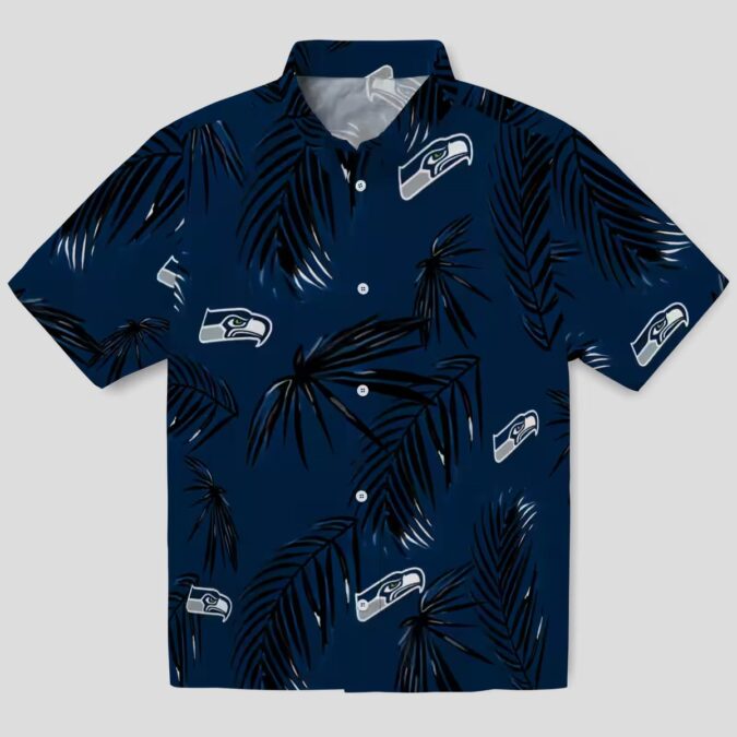 Seattle Seahawks Blue Palm Leaf Hawaiian Shirt, Aloha Summer Vacation Wear