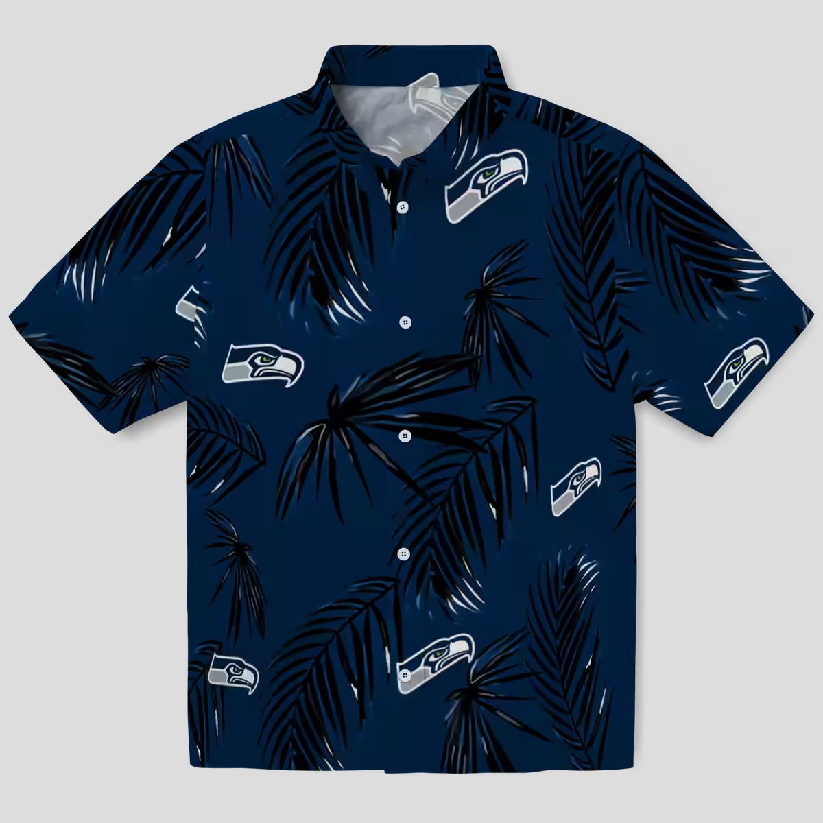 Seattle Seahawks Blue Palm Leaf Hawaiian Shirt, Aloha Summer Vacation Wear
