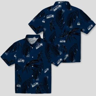 Seattle Seahawks Blue Palm Leaf Hawaiian Shirt, Aloha Summer Vacation Wear