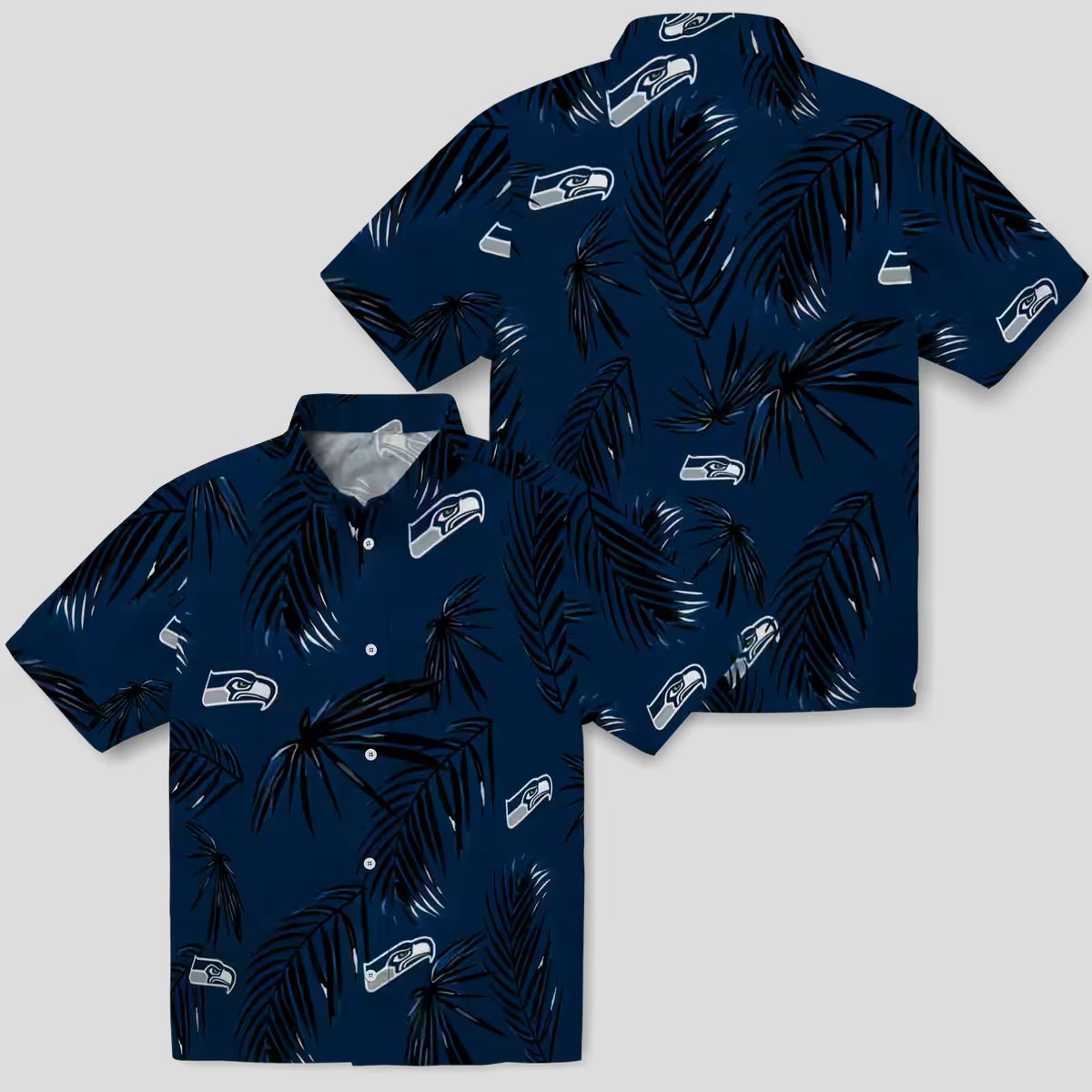 Seattle Seahawks Blue Palm Leaf Hawaiian Shirt, Aloha Summer Vacation Wear