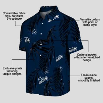 Seattle Seahawks Blue Palm Leaf Hawaiian Shirt, Aloha Summer Vacation Wear