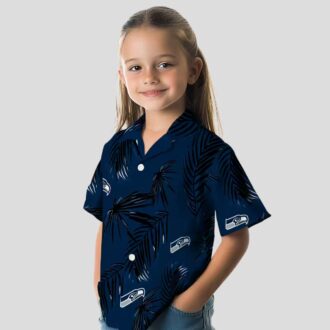 Seattle Seahawks Blue Palm Leaf Hawaiian Shirt, Aloha Summer Vacation Wear