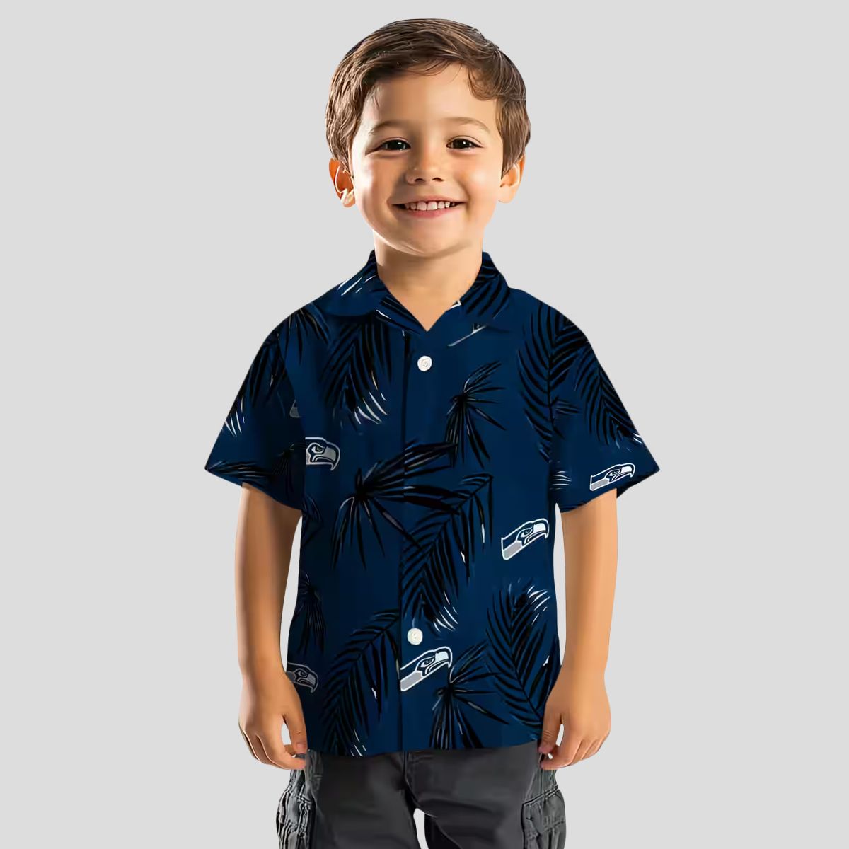 Seattle Seahawks Blue Palm Leaf Hawaiian Shirt, Aloha Summer Vacation Wear