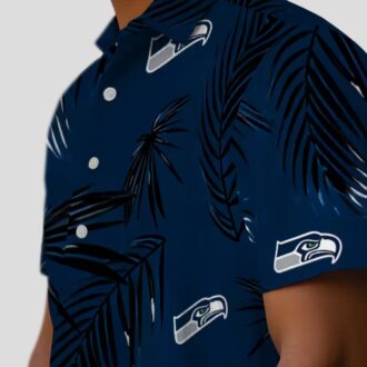 Seattle Seahawks Blue Palm Leaf Hawaiian Shirt, Aloha Summer Vacation Wear