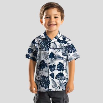 Seattle Seahawks Blue White Hawaiian Shirt, Tropical Plants NFL Fan Beach Shirt