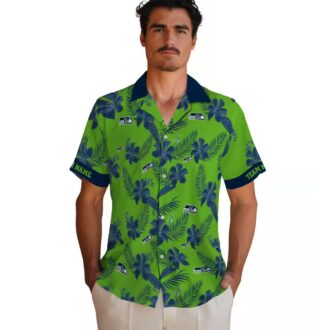 Seattle Seahawks Botanical Hawaiian Shirt, Custom Green Aloha NFL Outfit