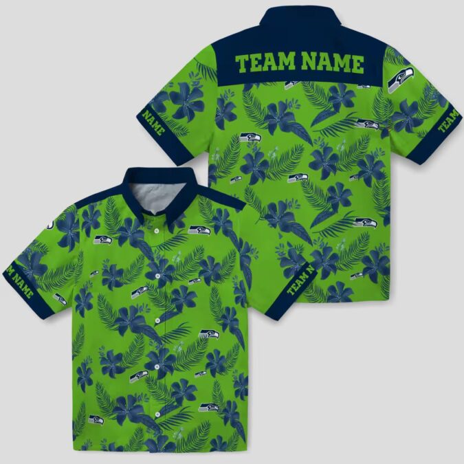 Seattle Seahawks Botanical Hawaiian Shirt, Custom Green Aloha NFL Outfit