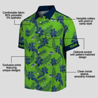 Seattle Seahawks Botanical Hawaiian Shirt, Custom Green Aloha NFL Outfit