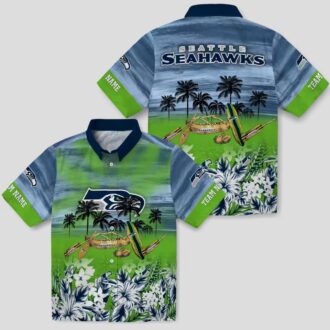 Seattle Seahawks Canoe Blue Hawaiian Shirt, Personalized NFL Summer Outfit