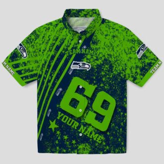 Seattle Seahawks Custom Hawaiian Shirt - Blue Star & Stripes Football Outfit