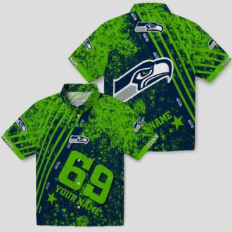Seattle Seahawks Custom Hawaiian Shirt - Blue Star & Stripes Football Outfit