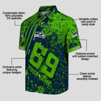 Seattle Seahawks Custom Hawaiian Shirt - Blue Star & Stripes Football Outfit