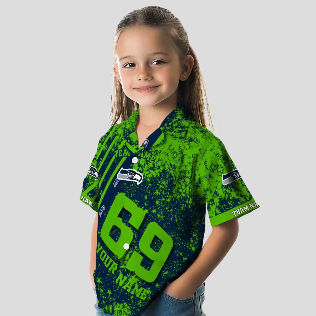 Seattle Seahawks Custom Hawaiian Shirt - Blue Star & Stripes Football Outfit