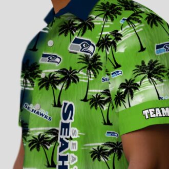 Seattle Seahawks Custom Hawaiian Shirt, Blue Palm Silhouettes Aloha NFL Fan Apparel