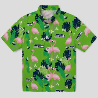 Seattle Seahawks Flamingo Tropical Blue Shirt - NFL Summer Hawaiian Style