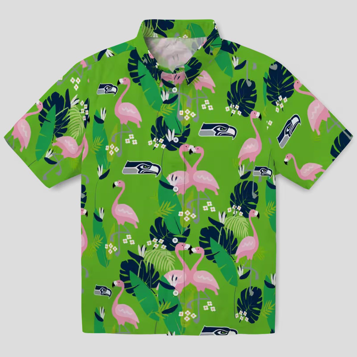Seattle Seahawks Flamingo Tropical Blue Shirt - NFL Summer Hawaiian Style