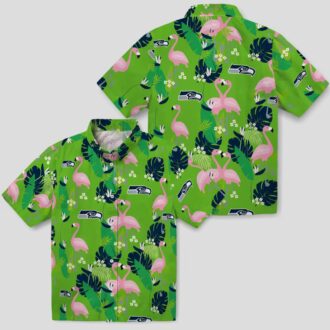 Seattle Seahawks Flamingo Tropical Blue Shirt - NFL Summer Hawaiian Style
