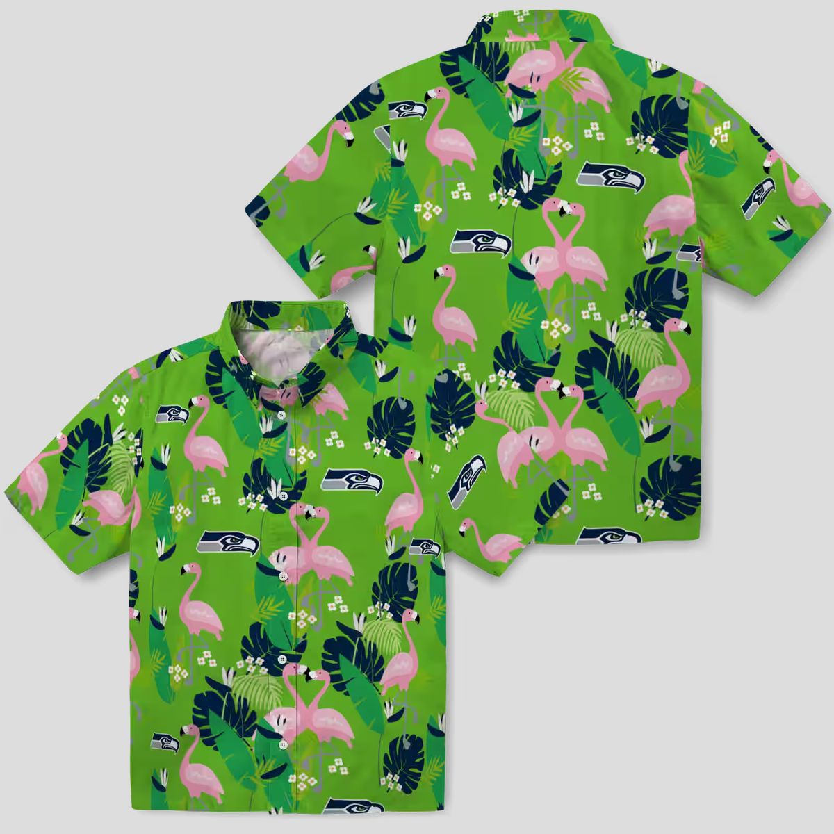 Seattle Seahawks Flamingo Tropical Blue Shirt - NFL Summer Hawaiian Style