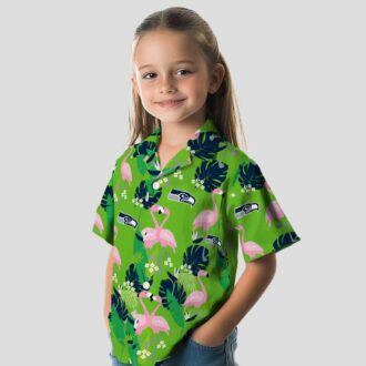 Seattle Seahawks Flamingo Tropical Blue Shirt - NFL Summer Hawaiian Style