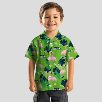 Seattle Seahawks Flamingo Tropical Blue Shirt - NFL Summer Hawaiian Style