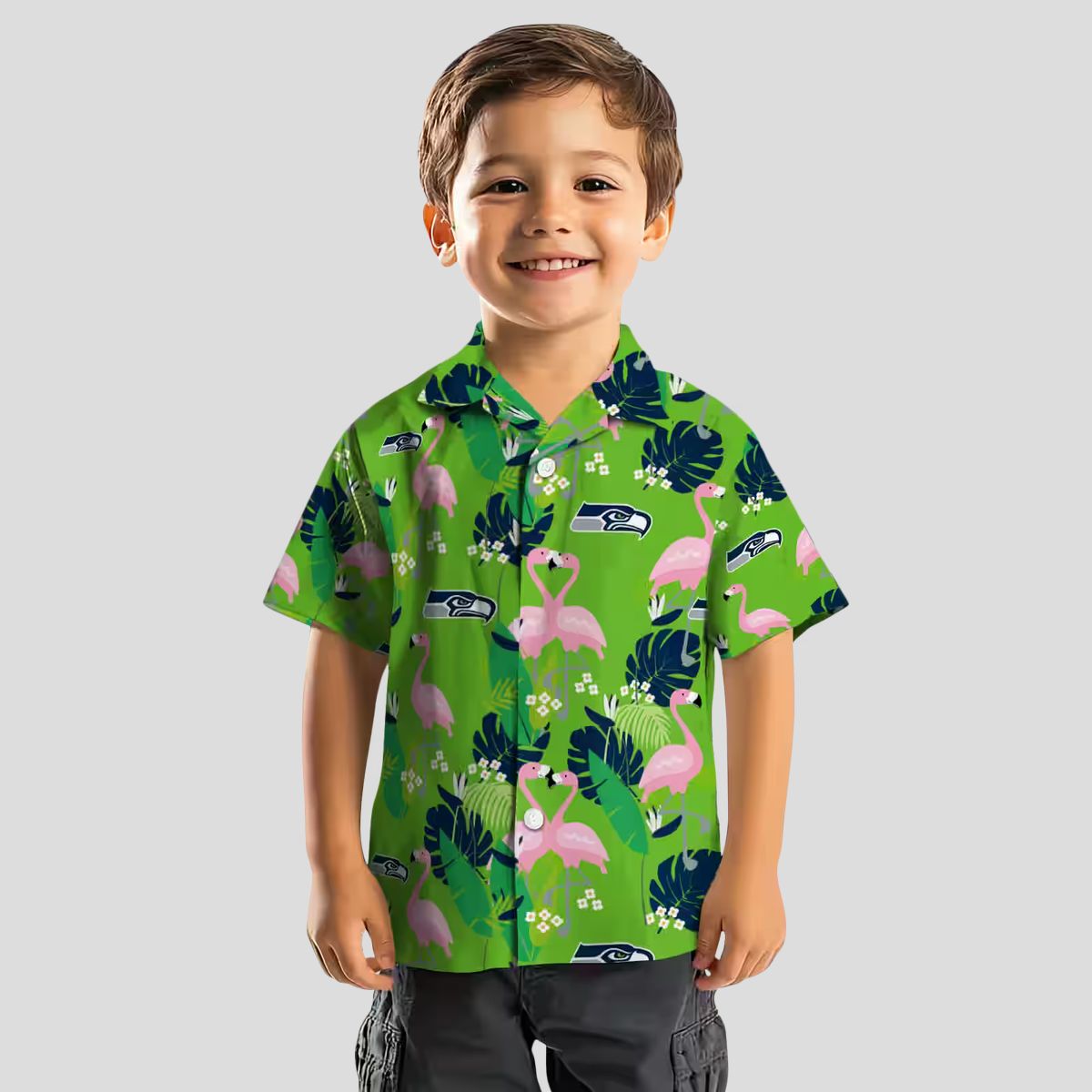 Seattle Seahawks Flamingo Tropical Blue Shirt - NFL Summer Hawaiian Style