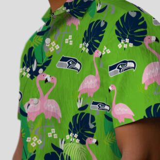 Seattle Seahawks Flamingo Tropical Blue Shirt - NFL Summer Hawaiian Style