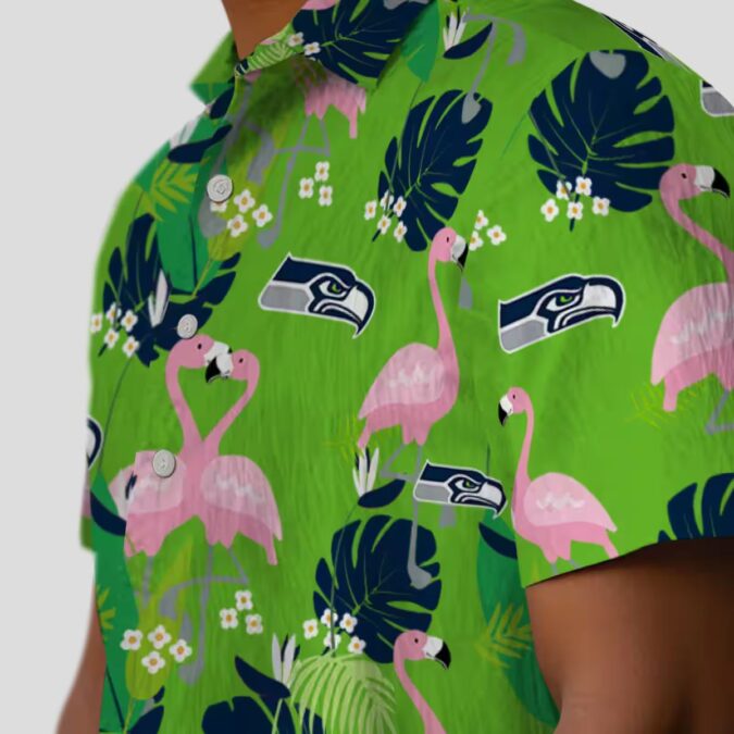 Seattle Seahawks Flamingo Tropical Blue Shirt - NFL Summer Hawaiian Style