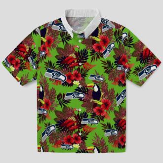 Seattle Seahawks Floral Aloha Hawaiian Shirt - Toucan & Floral Summer Outfit