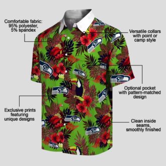 Seattle Seahawks Floral Aloha Hawaiian Shirt - Toucan & Floral Summer Outfit