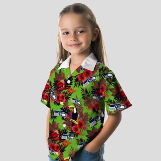 Seattle Seahawks Floral Aloha Hawaiian Shirt - Toucan & Floral Summer Outfit
