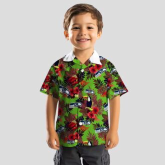 Seattle Seahawks Floral Aloha Hawaiian Shirt - Toucan & Floral Summer Outfit