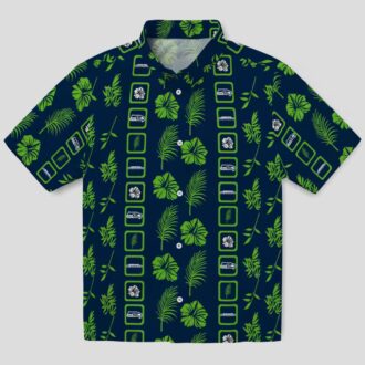 Seattle Seahawks Floral Blue Aloha Shirt, Tropical Hawaiian Game Day Wear
