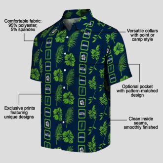 Seattle Seahawks Floral Blue Aloha Shirt, Tropical Hawaiian Game Day Wear