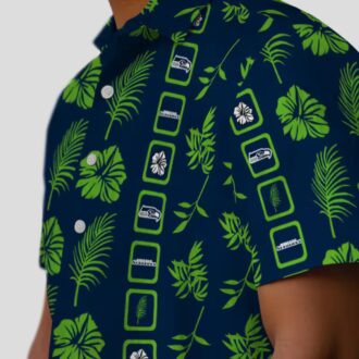 Seattle Seahawks Floral Blue Aloha Shirt, Tropical Hawaiian Game Day Wear